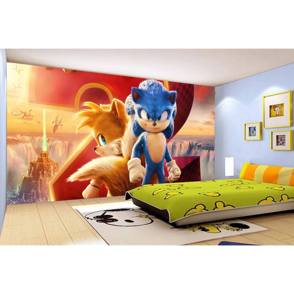 Papel de Parede Adesivo Decorativo Decoração Infantil Quarto Jogo de Video Game Filme Sonic SNC 015
