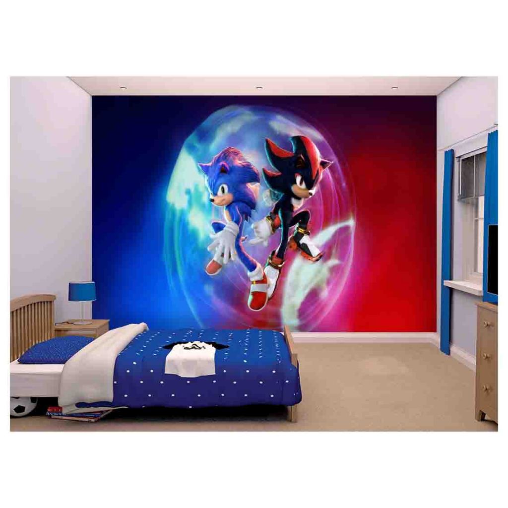 Papel de Parede Adesivo Decorativo Decoração Infantil Quarto Jogo de Video Game Filme Sonic SNC 018