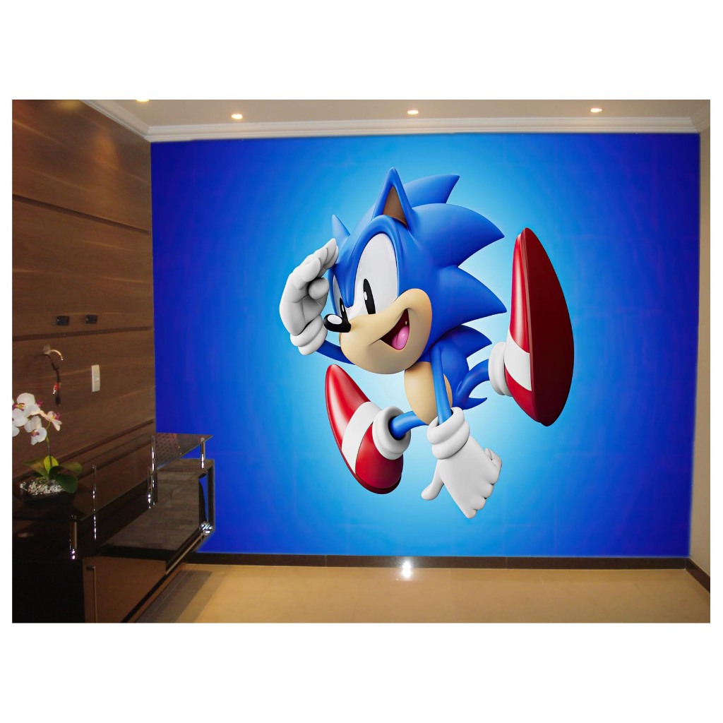 Papel de Parede Adesivo Decorativo Decoração Infantil Quarto Jogo de Video Game Filme Sonic SNC 017