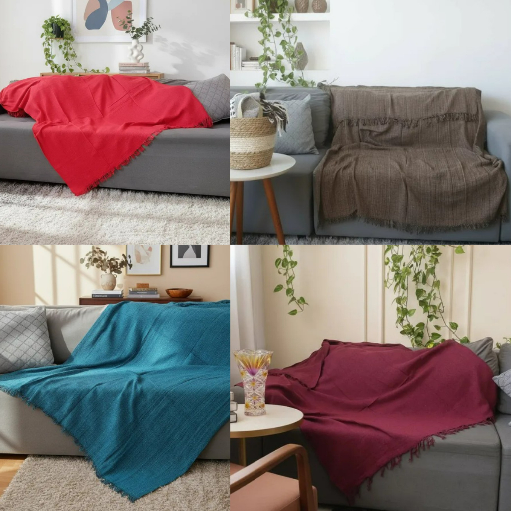 Manta Para Sofá Decorativa Grande Em Algodão – 2,20 X 1,20 M