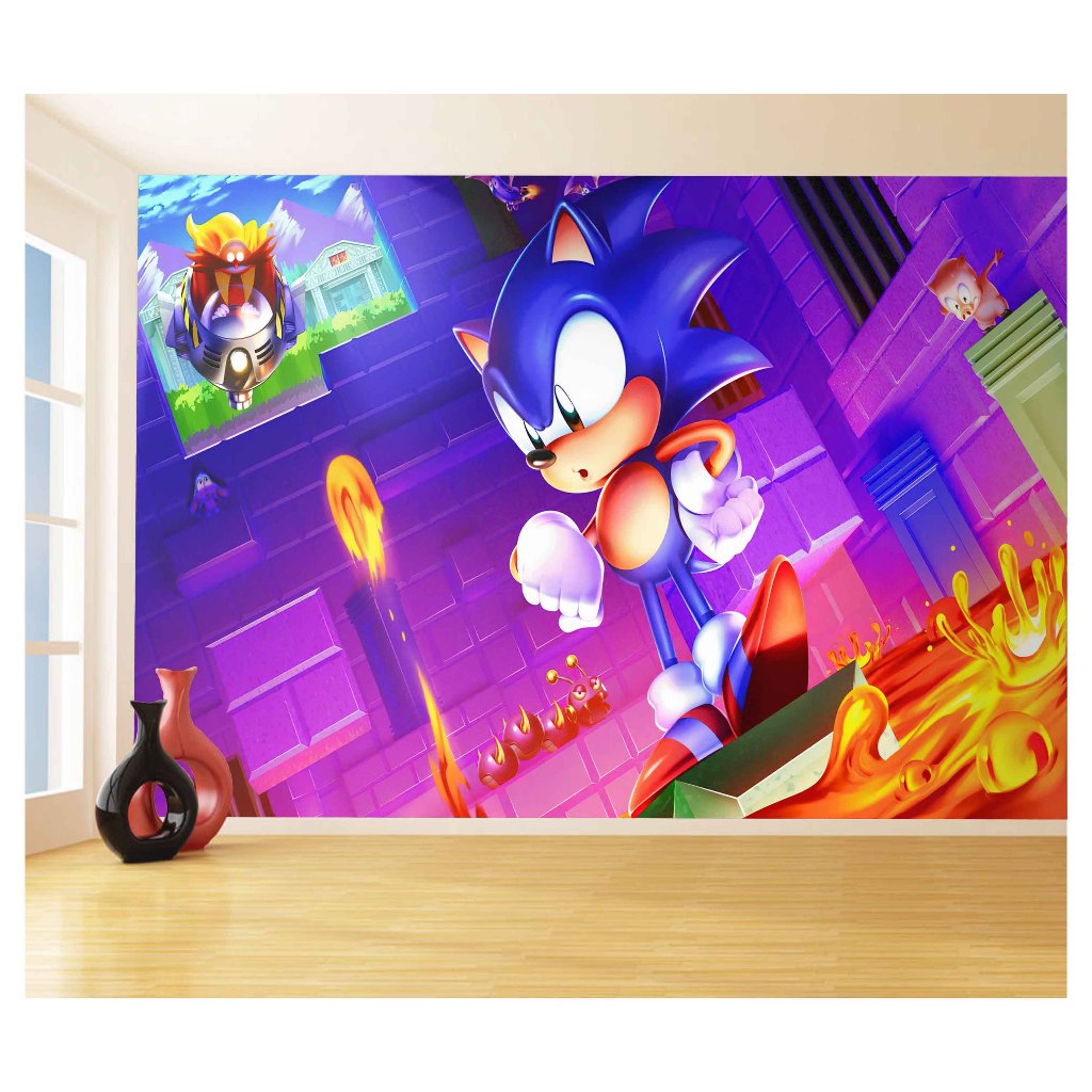 Papel de Parede Adesivo Decorativo Decoração Infantil Quarto Jogo de Video Game Filme Sonic SNC 019