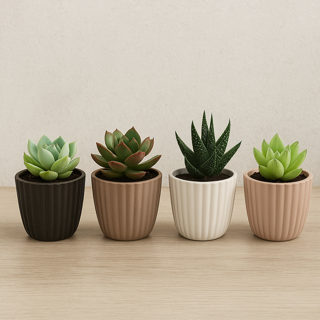 Kit Mini Vasos Cachepôs Squash para Plantas Suculentas Decorativos de Plástico Injetado