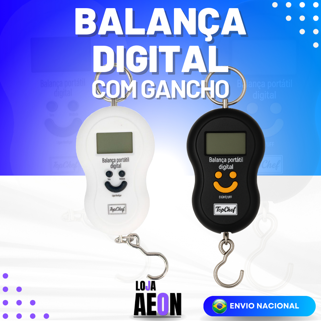 Balança de Gancho Metal Portátil Digital Mão Bolsa Mala Peixe Até 50kg⚖️