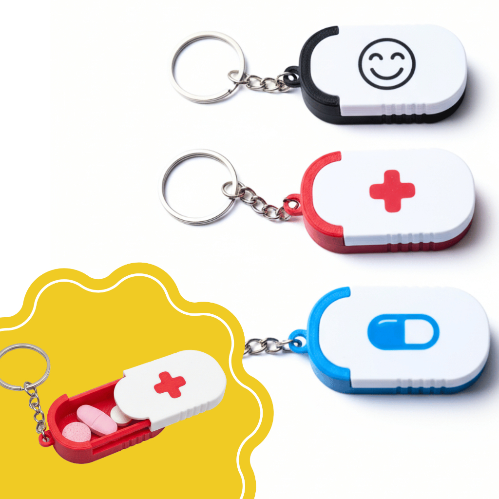 Mini Chaveiro Porta Comprimidos Pílulas Medicamento Remédio Organizador Portátil Pill Box Compacto