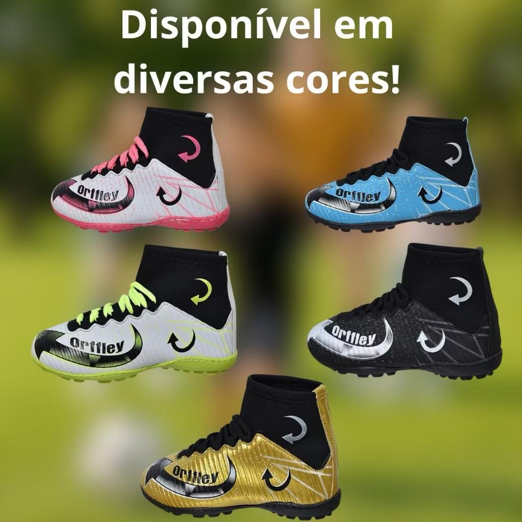 Chuteira Masculina Feminina Infantil  Crianças ,Orffley society Campo Salao Costurada Maçia level