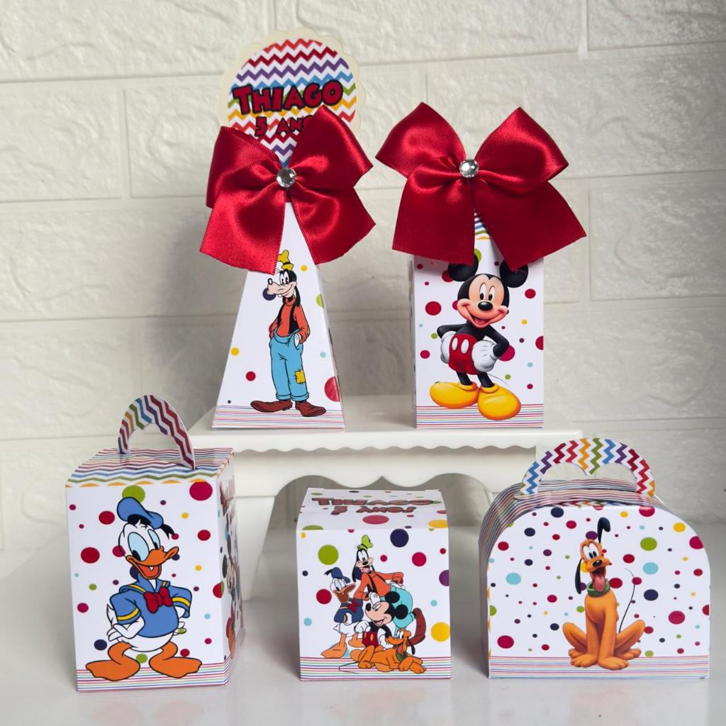 Kit Festa Mickey / Turma do Mickey – Caixinhas Personalizadas Aniversário | Lembrancinhas Infantil Pegue e Monte