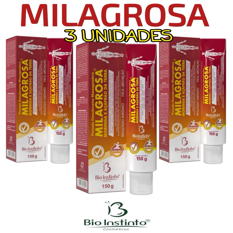 Kit 3 Pomadas Desodorante Massageadora Milagrosa 150g - Bio Instinto