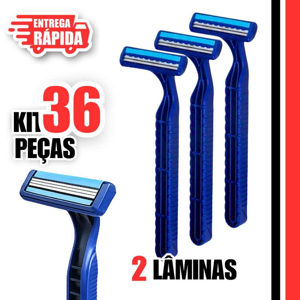 KIT 36/24/12 Prestobarba Aparelho de Barbear 2 Lâminas Com Fita Lubrificante Barbeado Descartável