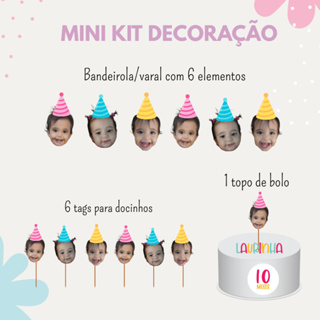 Kit festa rostinho é só um bolinho personalizado foto bandeirola e tags festa infantil mesversário em Oferta na Shopee