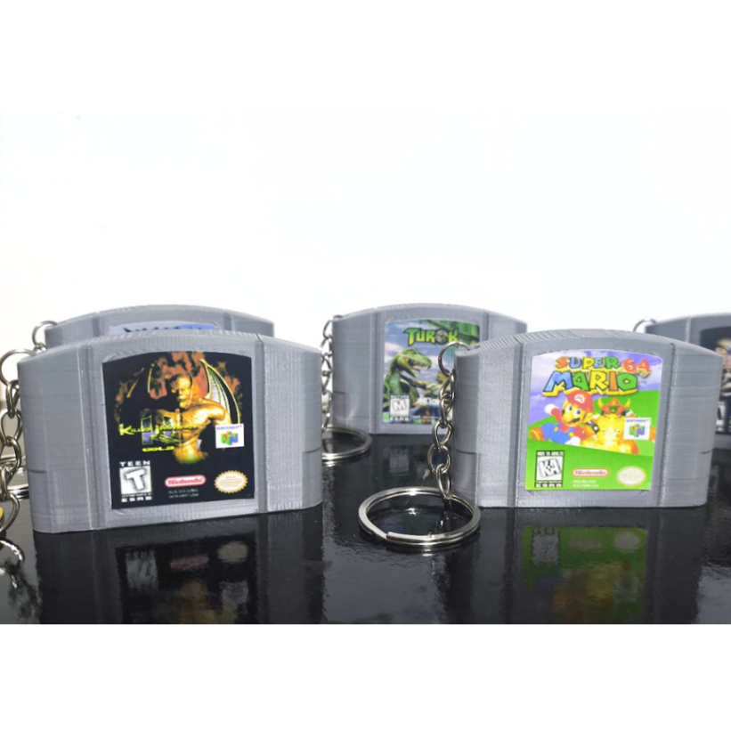 Chaveiro Cartucho Nintendo 64 Retrô – Miniatura Gamer Impressa em 3D | Decoração Geek Colecionável