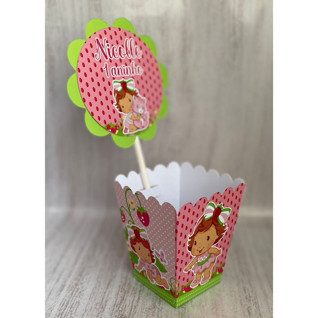 Centros de mesa Cachepot Moranguinho Baby Personalizado com Nome | Cachepot Festa Infantil Chá Aniversário Decoração