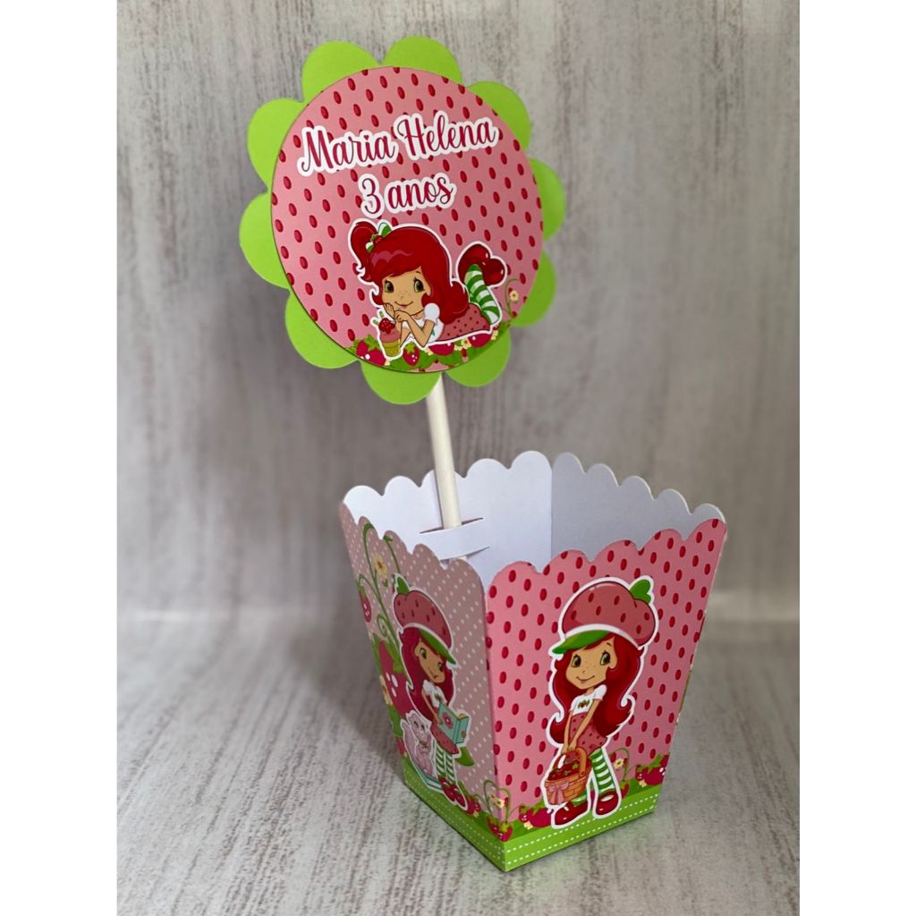 Centros de mesa Cachepot Moranguinho Personalizado com Nome | Cachepot Festa Infantil Chá Aniversário Decoração