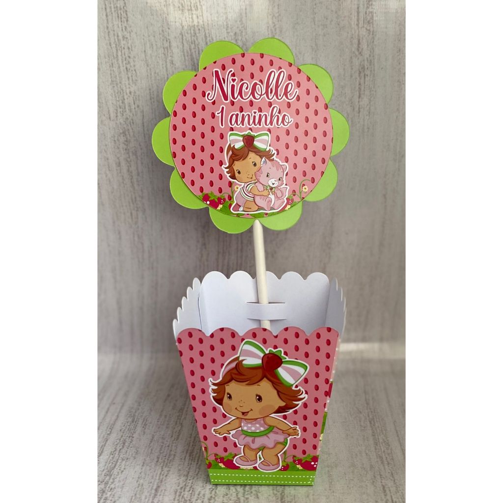 Centros de mesa Moranguinho Baby Personalizado com Nome | Cachepot Festa Infantil Chá Aniversário Decoração