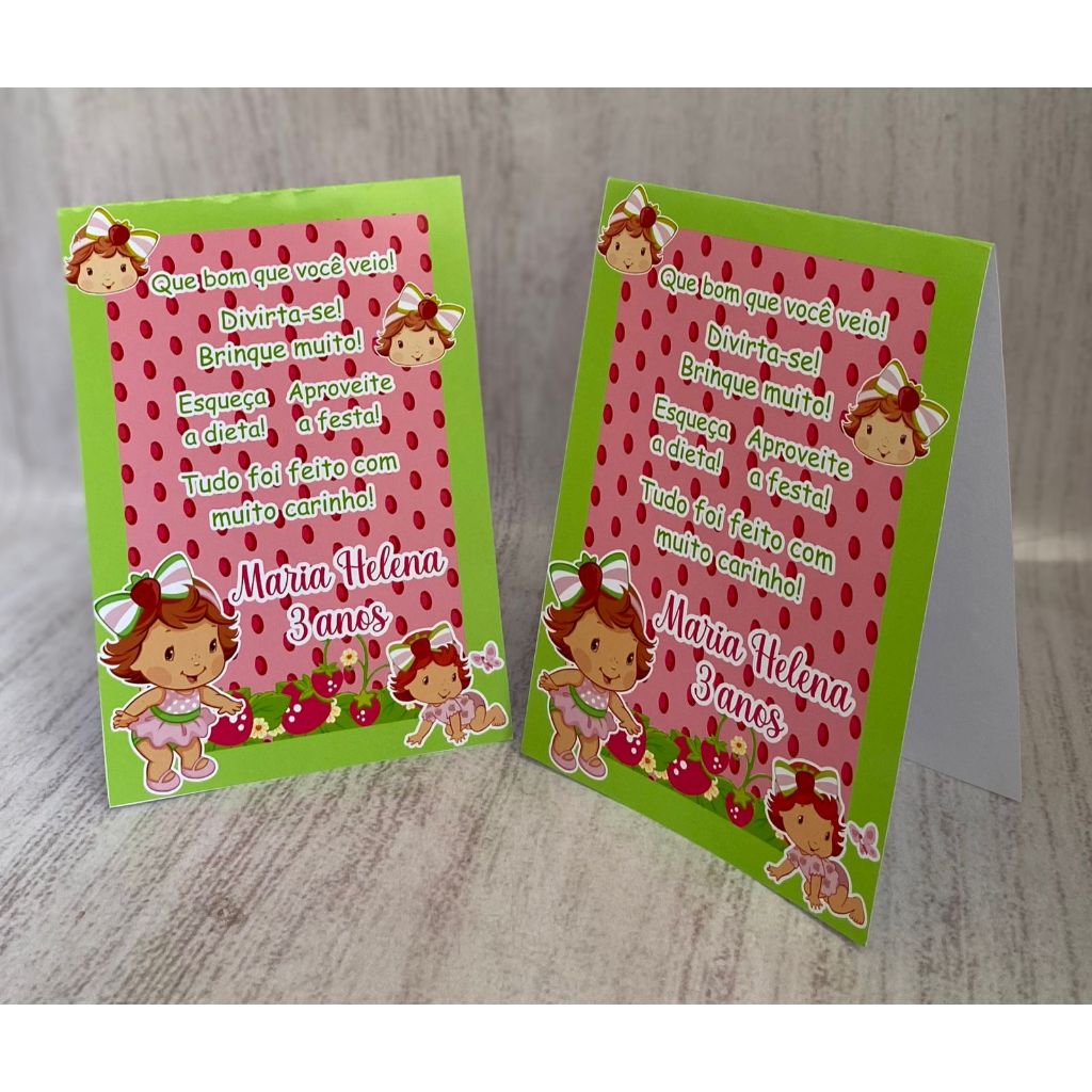 Plaquinha de agradecimento Moranguinho Baby Rosa Personalizado com Nome |Festa Infantil Chá Aniversário Decoração