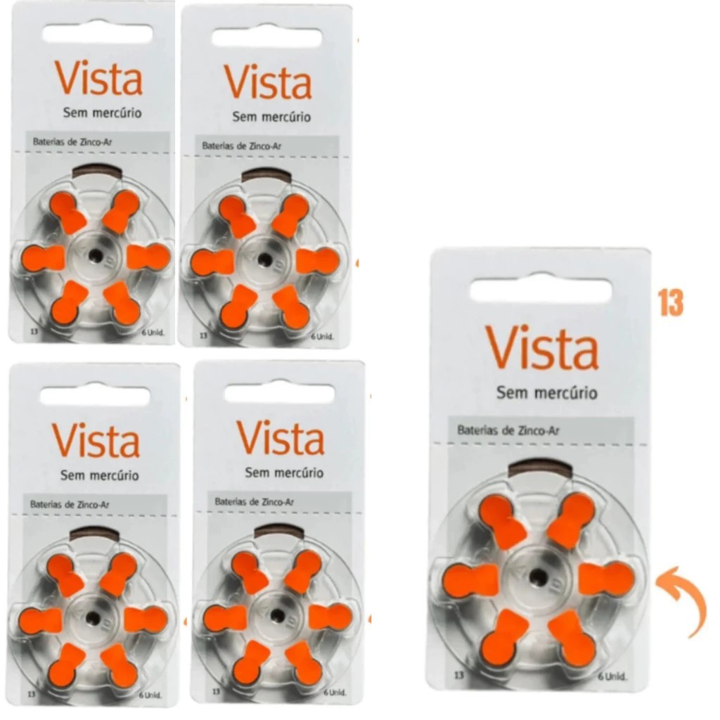 Kit com 30 botão para aparelhos Auditivos Vista Argosy Tamanho 13 (PR48)– Selo Laranja em Oferta na Shopee