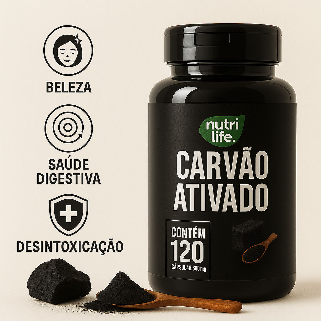 1 frasco carvão ativado 120 cápsulas em Oferta na Shopee
