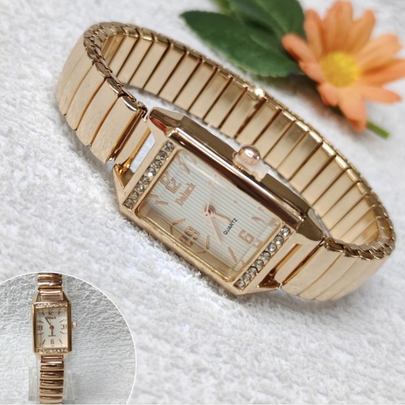 Relógio feminino quadrado mola elástica pequeno míni em Oferta na Shopee