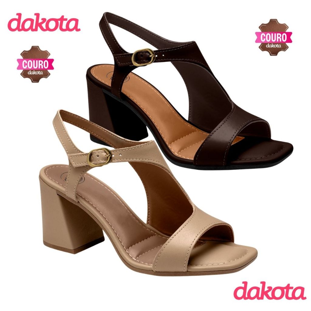 Sandalia Feminina Dakota Salto Alto Grosso Couro Festa Moda Casual Ref: Y9991