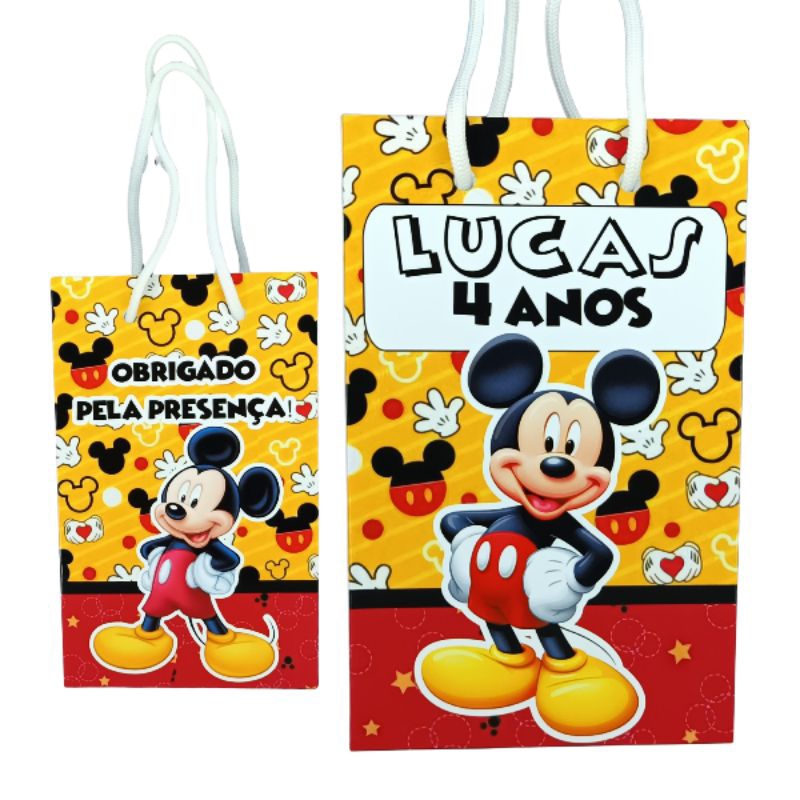 Sacolinha Personalizada MICKEY Aniversário PEGUE E MONTE Lembrancinha Sacolinha Surpresa
