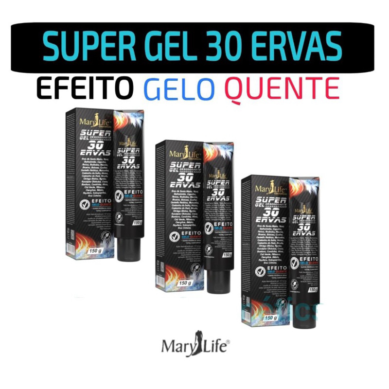 Kit 3 Super Gel Massageador 30 Ervas 150g - Mary Life em Oferta na Shopee