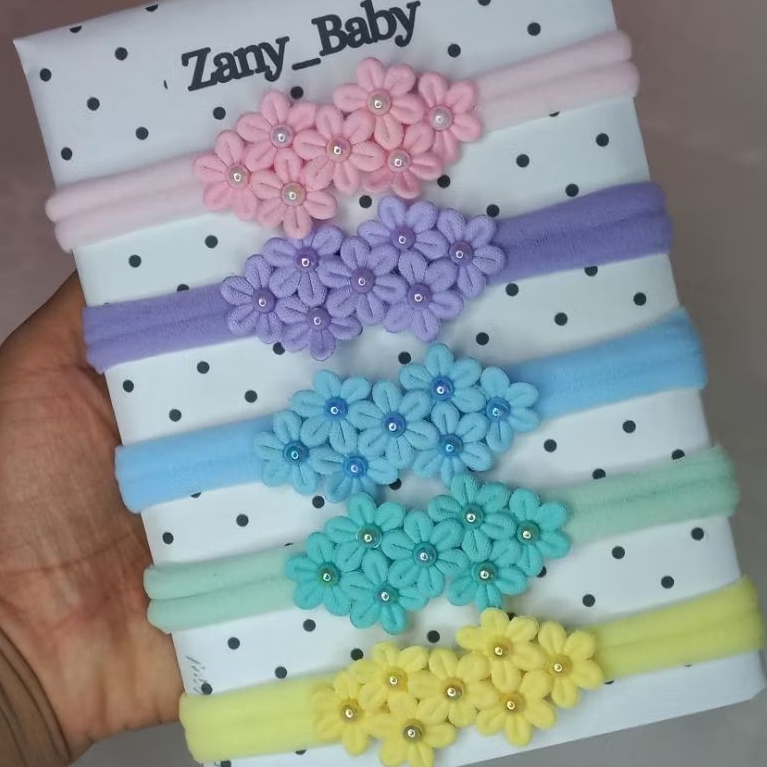 Kit 5 Faixinhas de Cabelo para Bebê, Faixas Delicadas, Lacinhos, Tiarinhas Para Recém Nascido Enxoval Maternidade