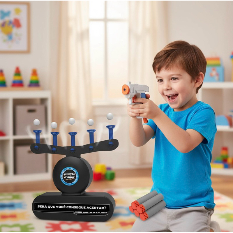 JOGO DE ACERTE O ALVO DISPARAR DARDO NERF LANÇADOR DE DARDOS FLOATING AIR SHOT BRINQUEDO HOMEPLAY