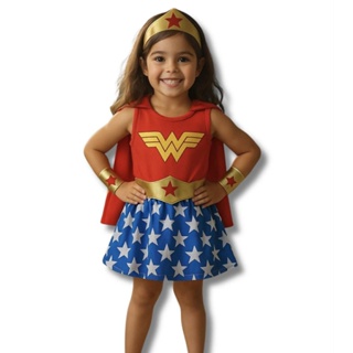 Fantasia Infantil Mulher Maravilha com Capa e acessórios 2 a 12 anos em Oferta na Shopee