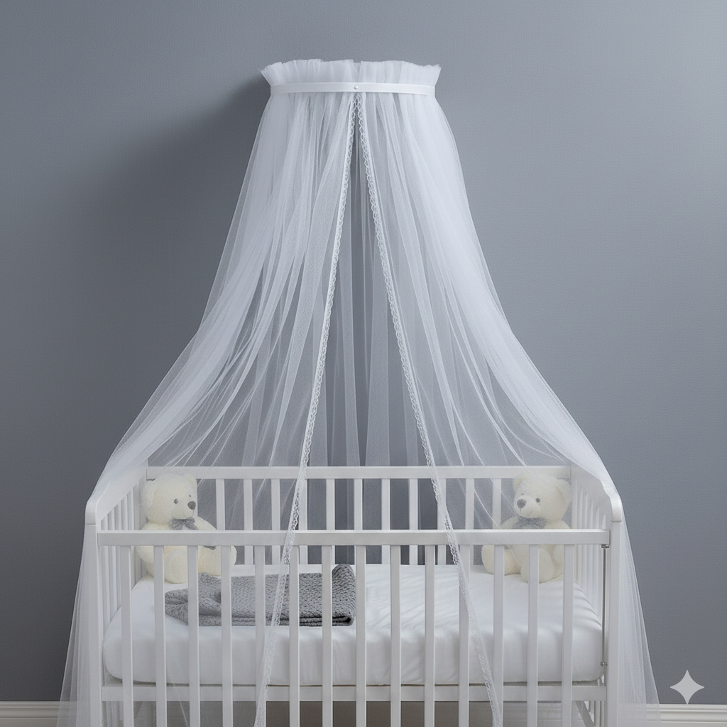 Dossel + Mosquiteiro Infantil Berço Quarto Bebê Liso Branco em Oferta na Shopee