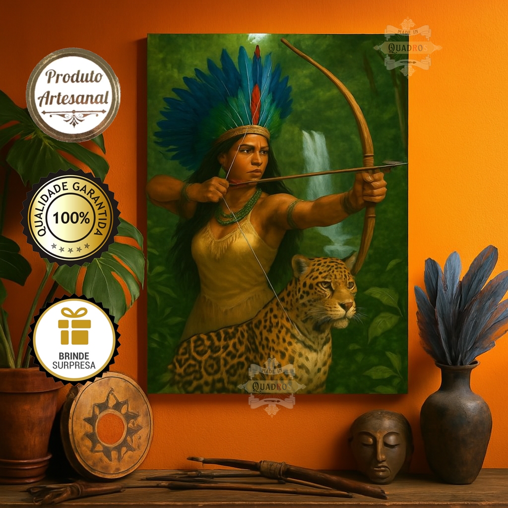 Quadro Decorativo Cabocla Jurema com Onça, Umbanda, Pajelança, Jurema Sagrada, Mestra, Encantados em Oferta na Shopee