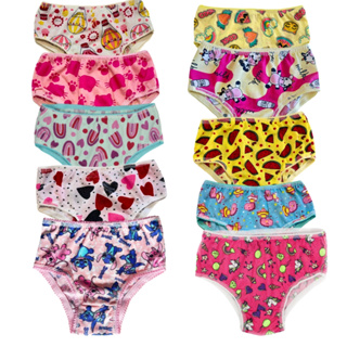 Kit calcinhas Infantil estampadas meninas P ao GG forro 100% algodão confoto em Oferta na Shopee