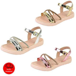 Sandália Infantil Menina Laço Gliter Brilho Strass Tratorada Feminina Delicada Leve em Oferta na Shopee