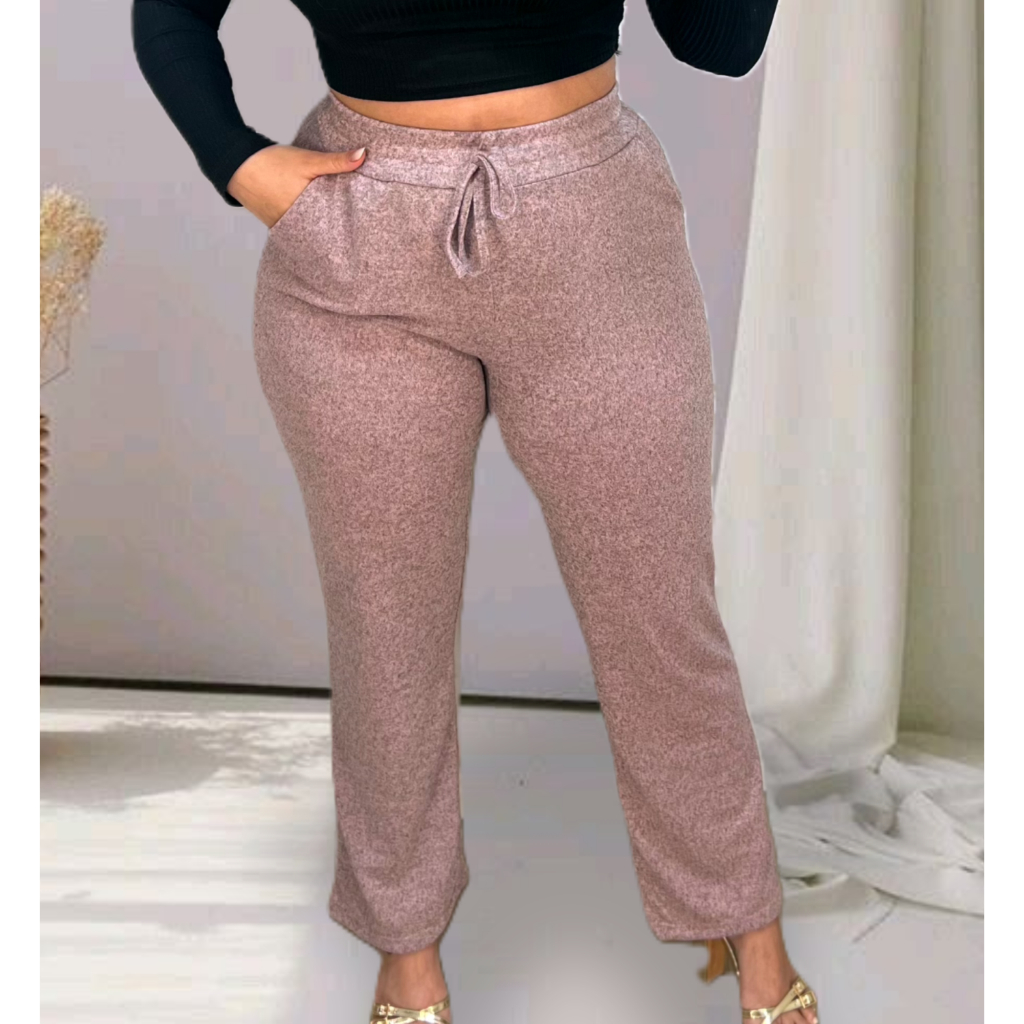 Calça Pantalona Feminino tecido Lanzinha Cintura Alta Com Bolso promoção primaveira