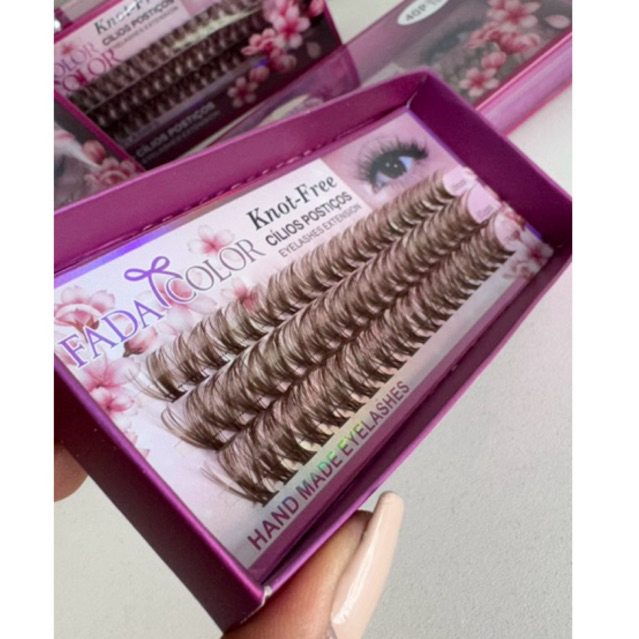 Cílios Fada Color Marrom 40p mix curvatura D cílios tufinho marrom em Oferta na Shopee