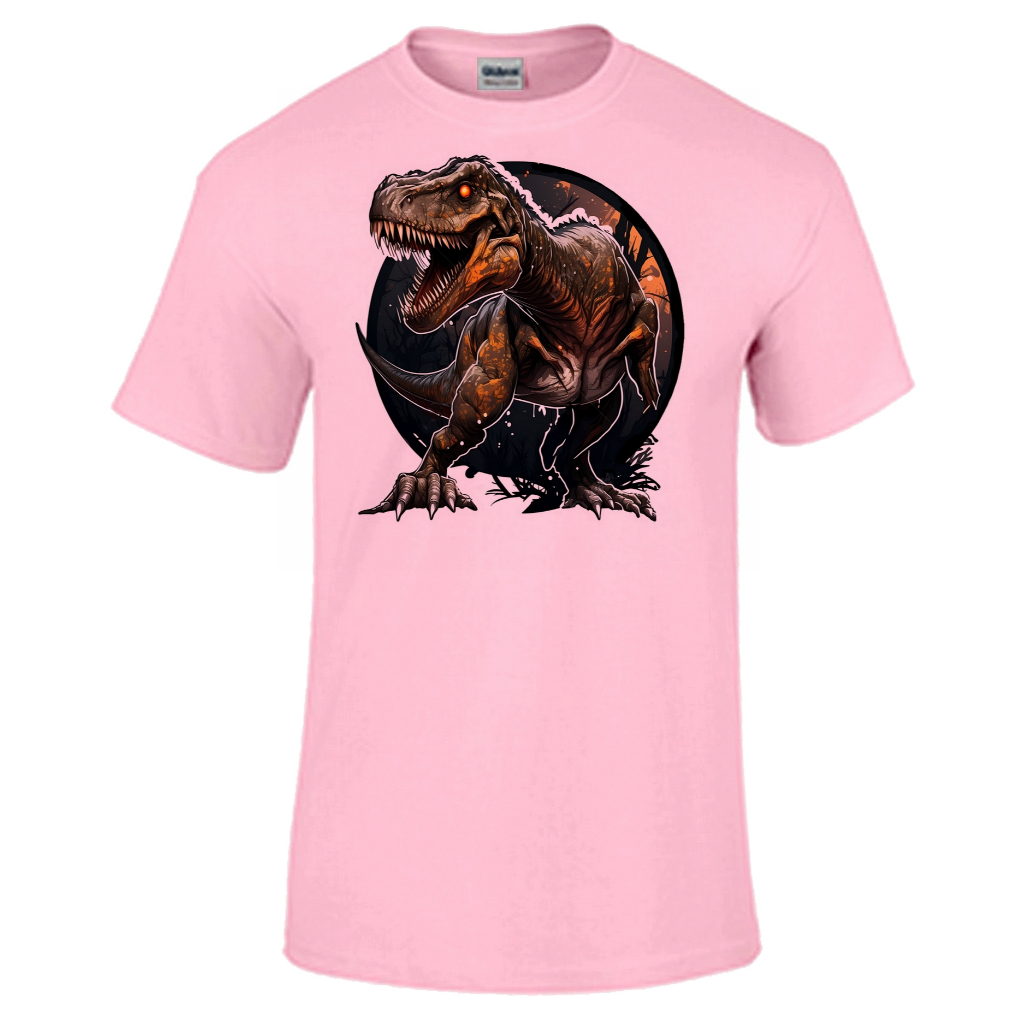 Camiseta infantil adulto plus size dinossauro Rex Jurassic