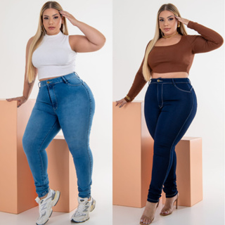 Kit 2 Calças Feminina Plus Size Com Bastante Elastano em Oferta na Shopee