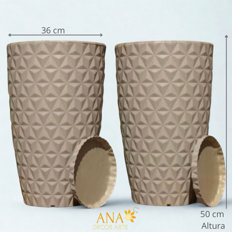 Kit 2 Vasos Para Plantas Coluna Diamante M/ 50x36x25 Jardins ( Vaso Médio )
