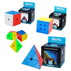 Kit 3 Cubo Mágico 2x2 3x3 e Pirâmide Pyraminx Profissional Puzzle Cor da estrutura Colorido MOYU
