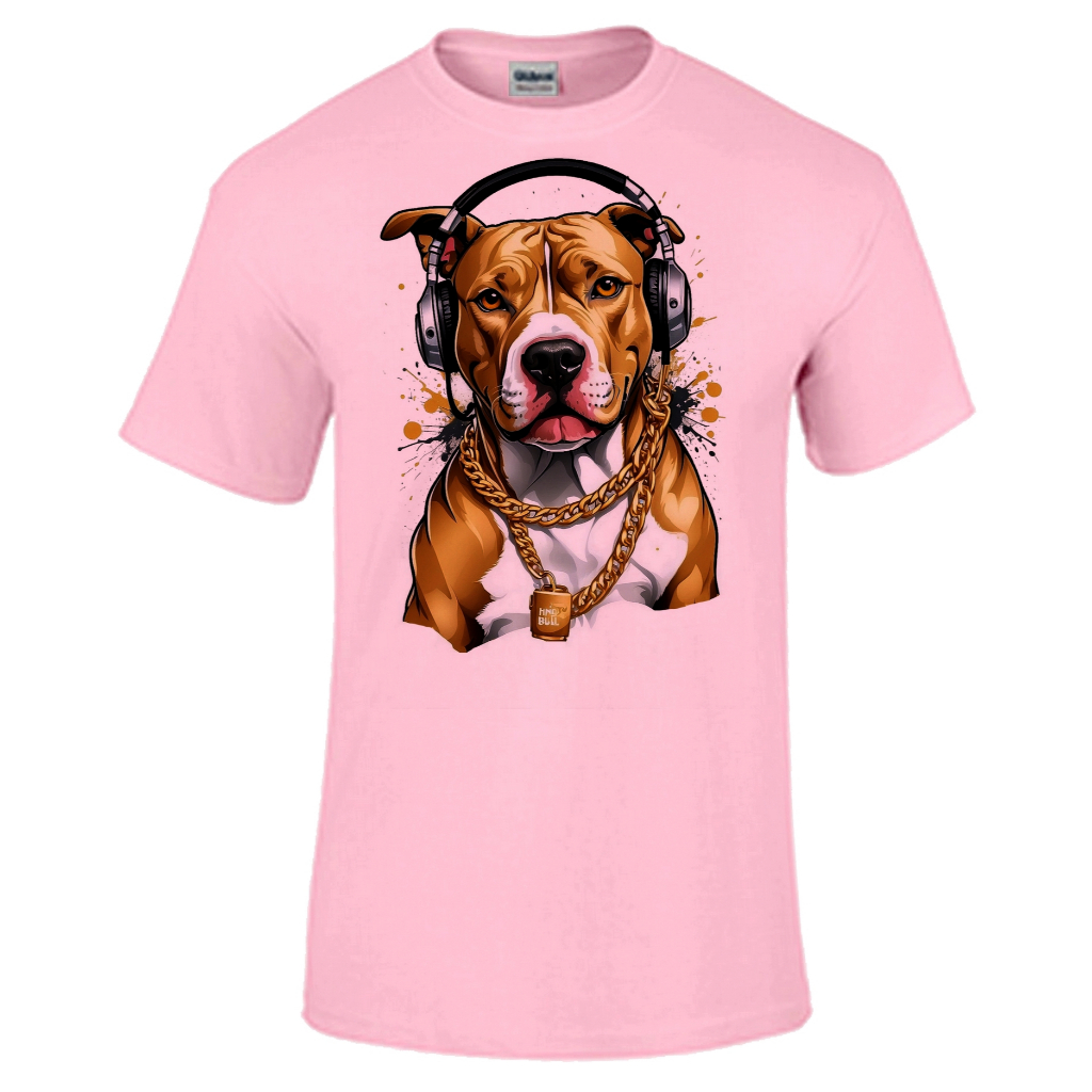 Camiseta infantil adulto plus size Pitt bull cachorro corrente dourada