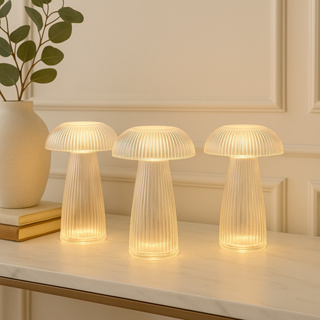 Luminária Cogumelo LED Transparente 15cm Abajur Decoração Moderna Minimalista em Oferta na Shopee