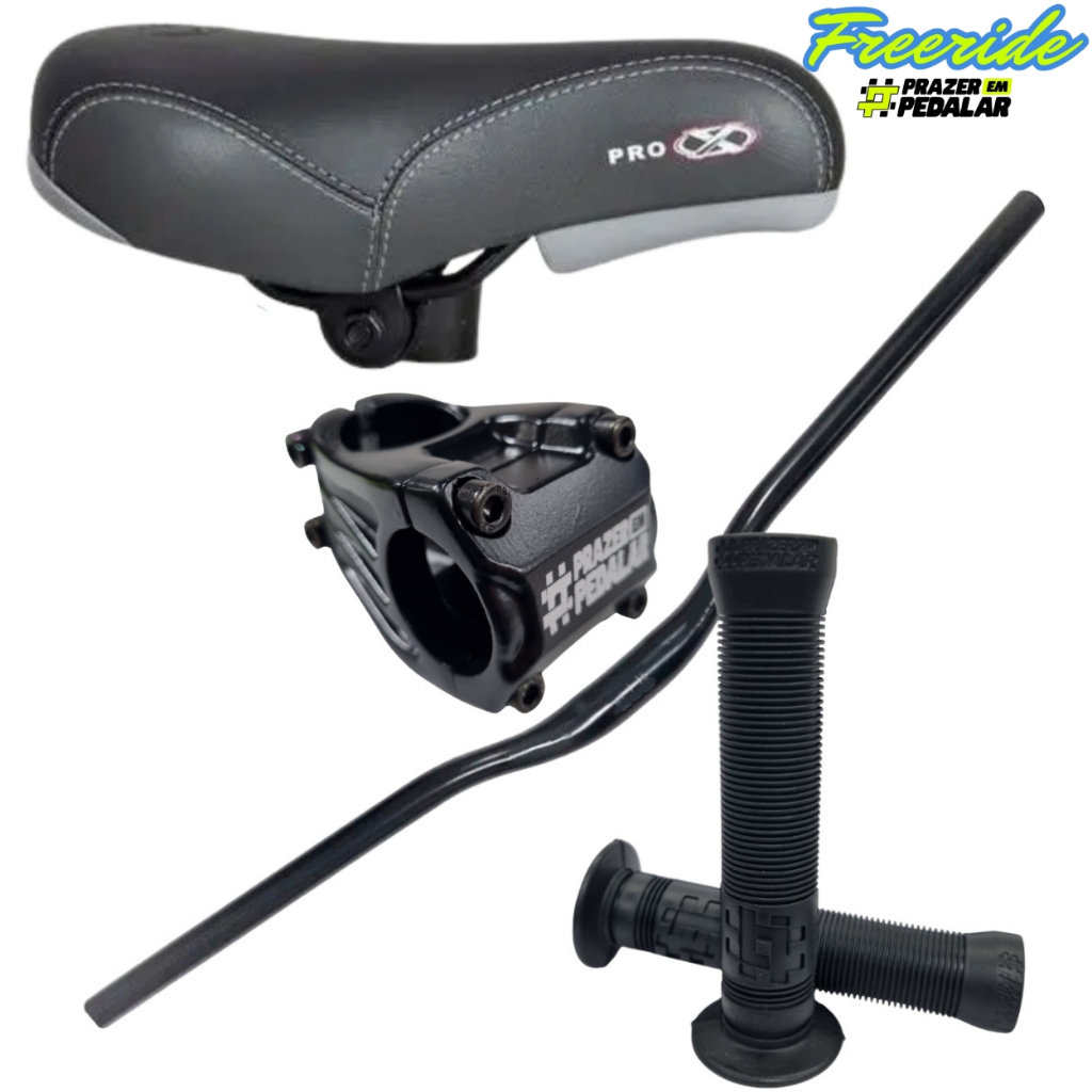 Guidao Curvo Rise Bar Wheeling + Mesa 45mm + Manoplas Entrega Rapida Bike em Oferta na Shopee