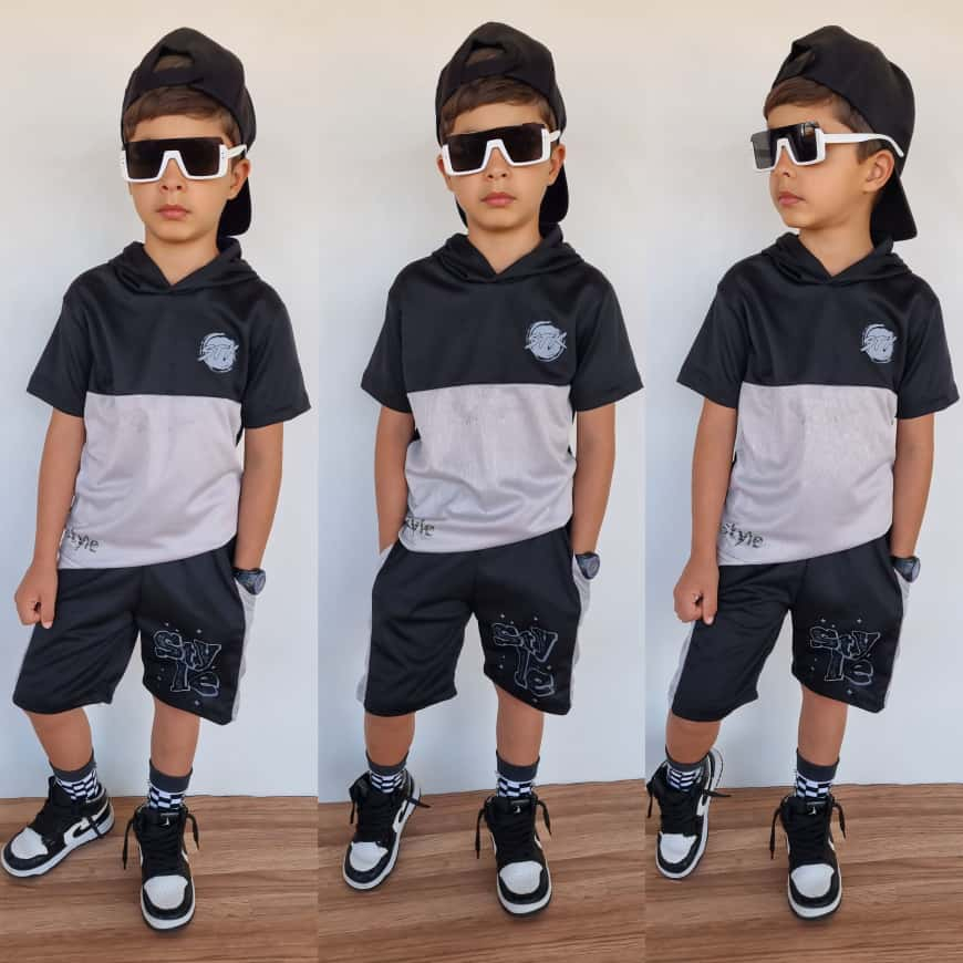 Conjunto Infantil Masculino Menino Dri Fit Kit Verão Duas Peças Camiseta e Bermuda Estiloso Top Camisa Juvenil
