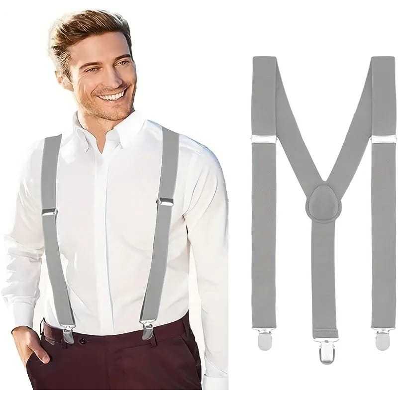 suspensório unissex cinza masculino e feminino adulto ajustavel em Oferta na Shopee