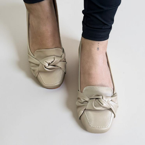 Mocassim Feminino Sapatilha Feminina Bico Quadrado Nó Elegante Calcado Confortavel Rasteira Sandalia