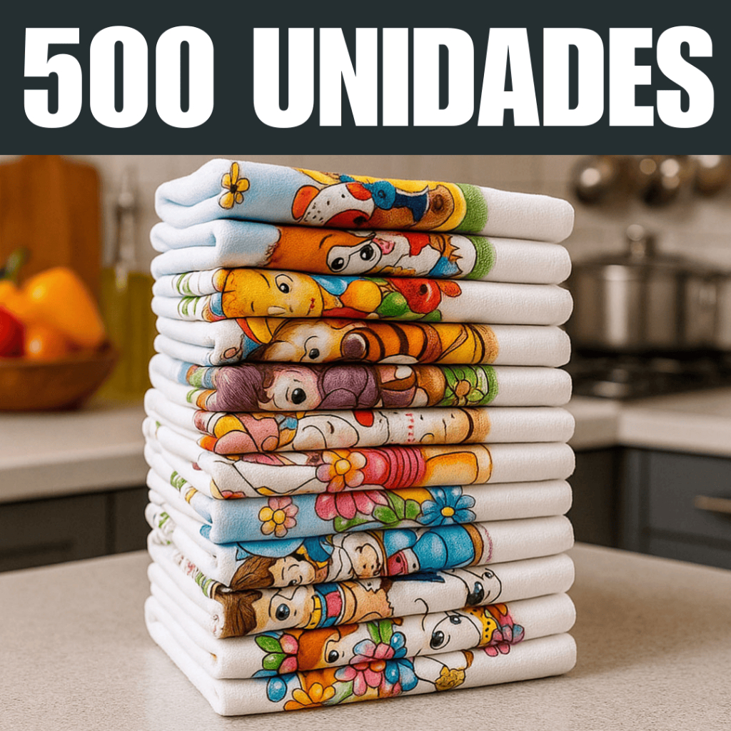 Kit 500 Panos de Prato Estampados 100% Algodão Cozinha Atacado Revenda