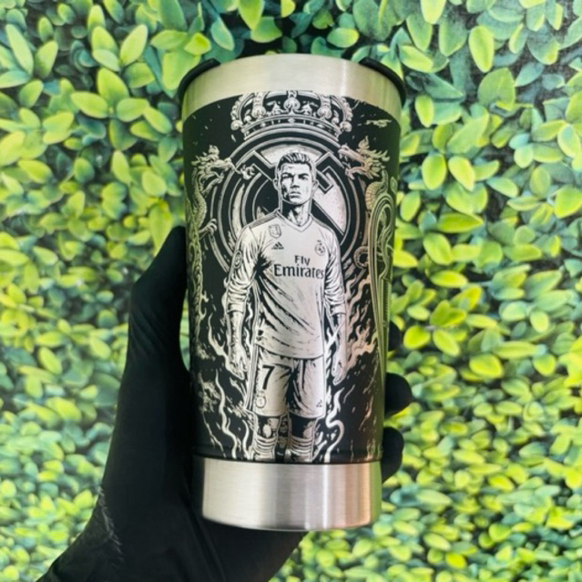 COPO TÉRMICO REAL MADRID e CR7 personalizado a laser  360º Graus 473 ML PREMIUM em Oferta na Shopee