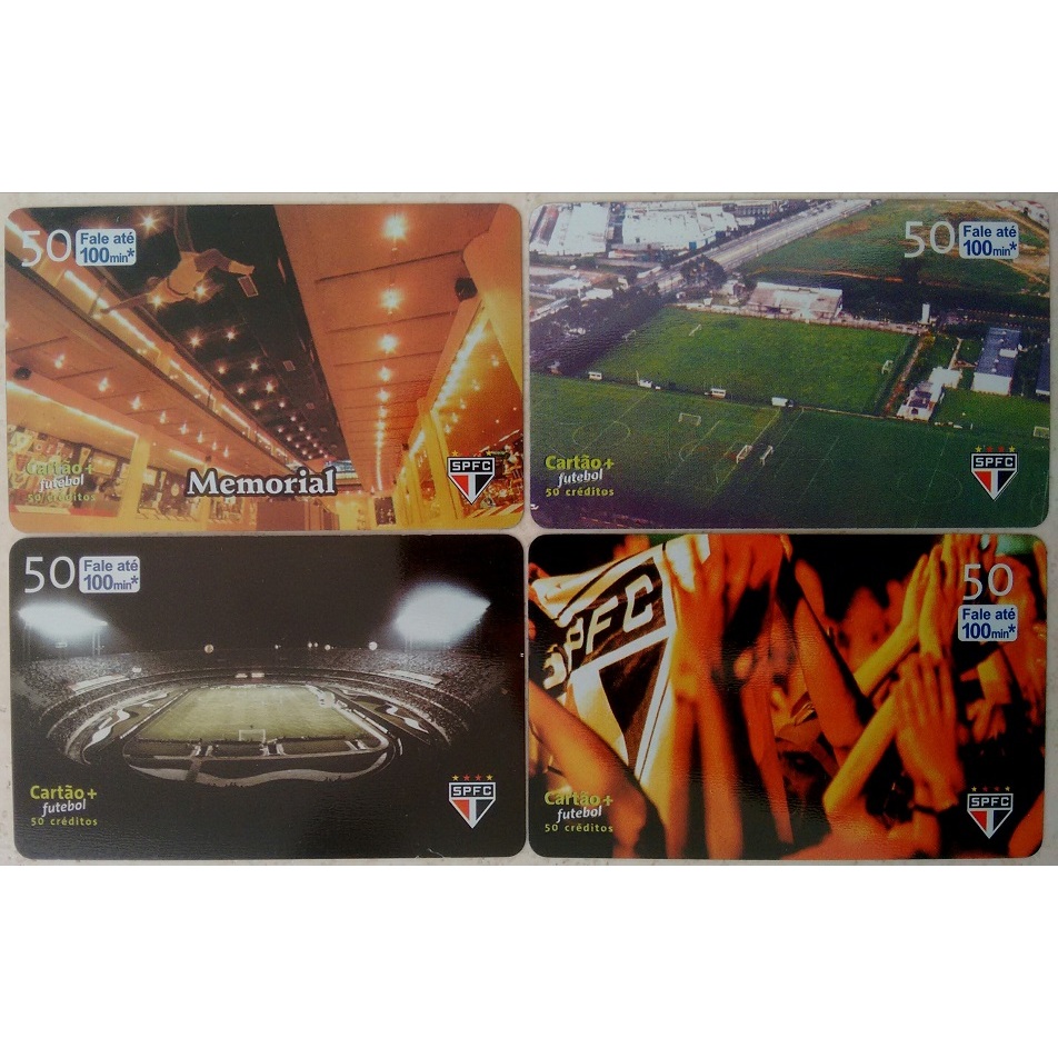HISTÓRIA DO SÃO PAULO 2, Série completa c/ 04 cartões, Telefônica.