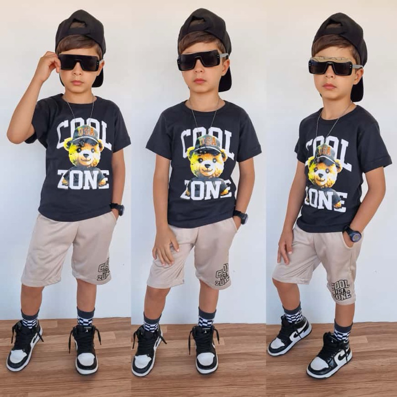 Kit Conjunto Infantil Short e Camisa Masculino Lançamento Veão