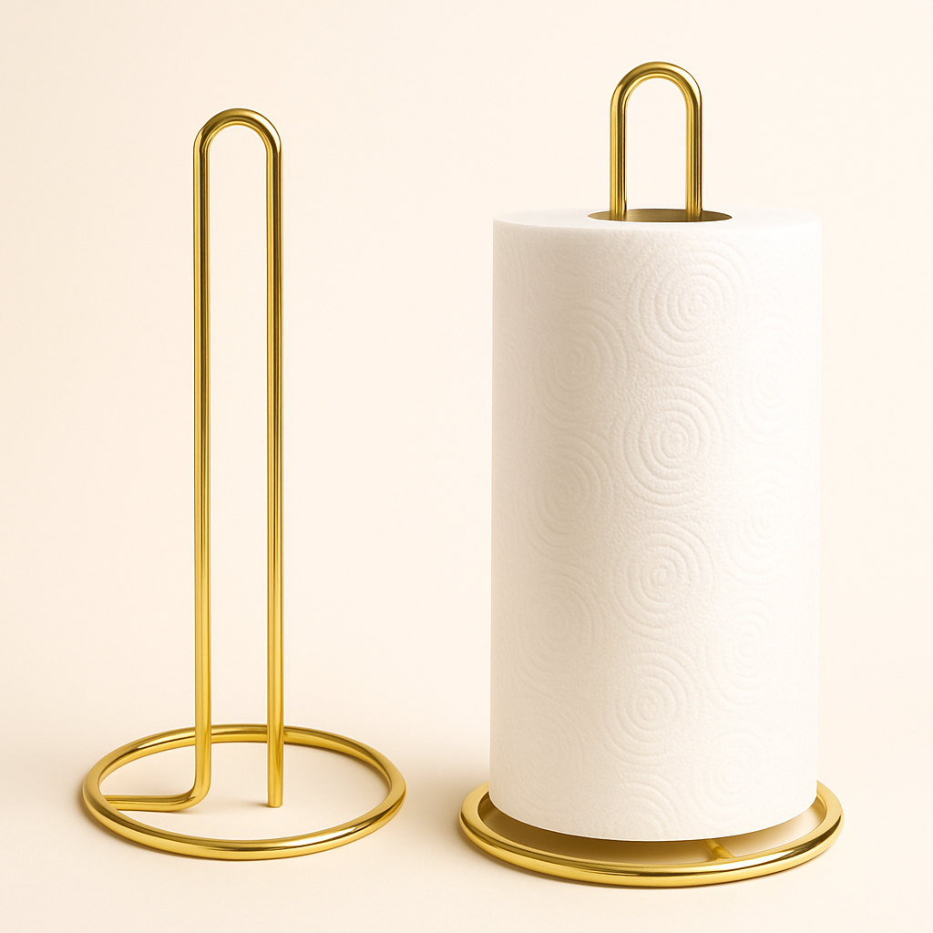 Suporte Inox Porta Papel Toalha De Mesa Guardanapo Cozinha Dourado Prata
