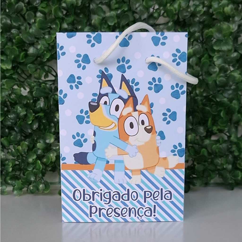 Sacolinha Personalizada (P) Bluey e Bingo para Festa Lembrancinhas Aniversário