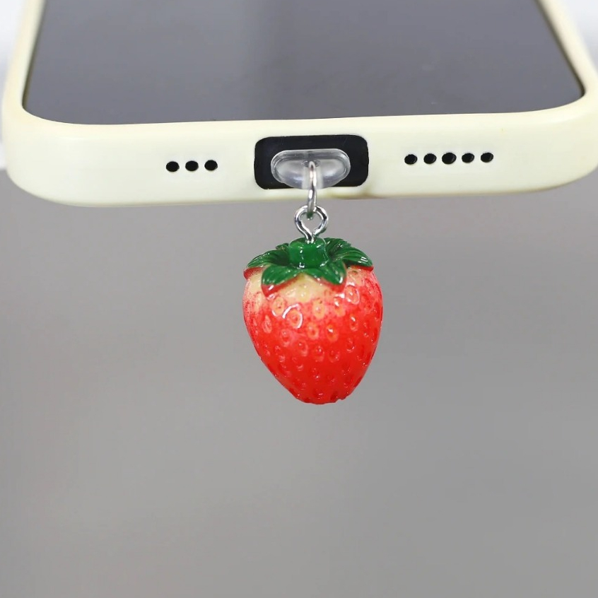 Tipo C Iphone Plug Protetor Poeira Morango Pingente para Entrada Celular, Android Iphone Kindle Acessórios USB em Oferta na Shopee